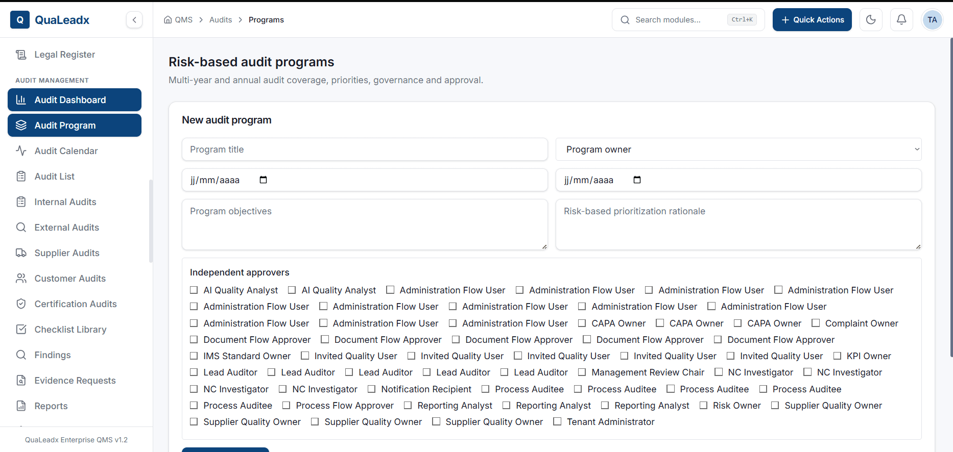 QuaLeadx interface view 4