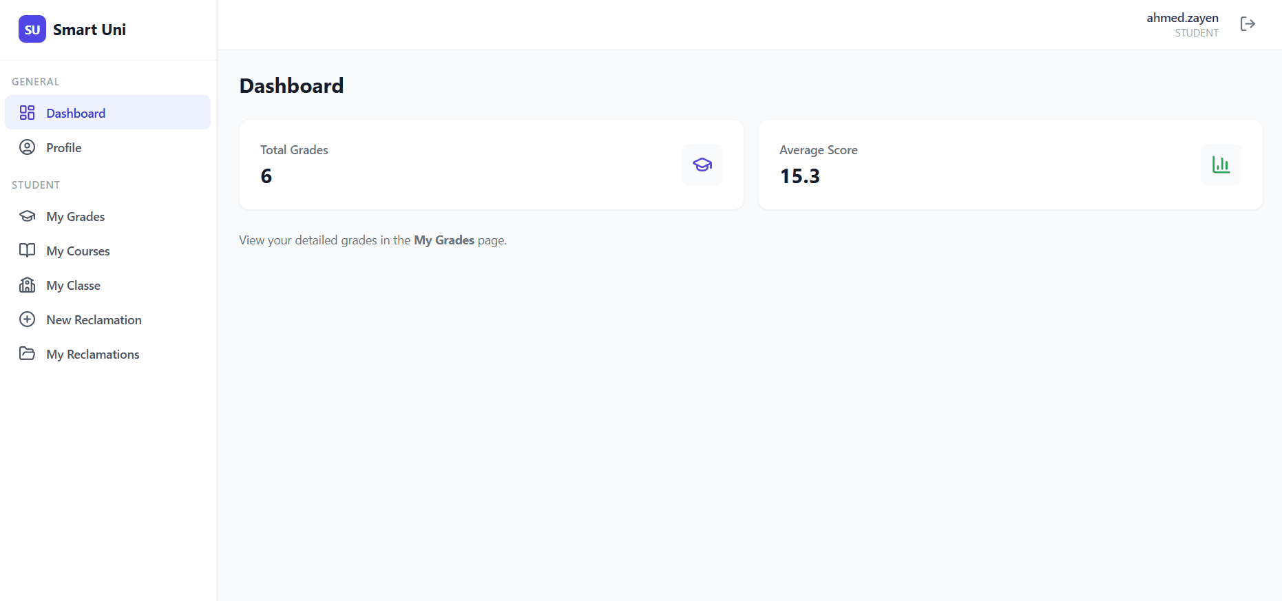 Smart University interface view 5