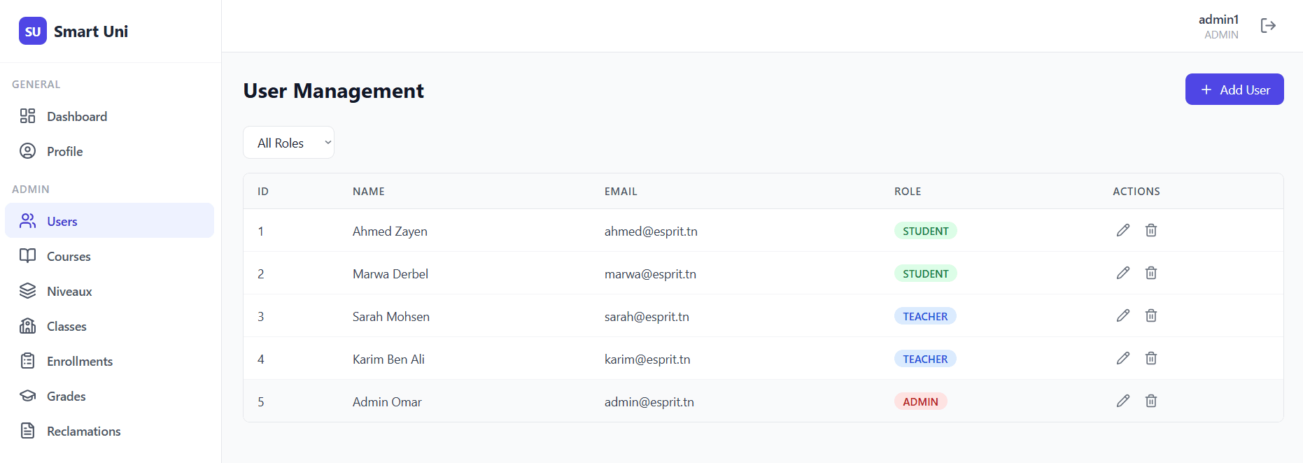 Smart University enlarged interface view 1
